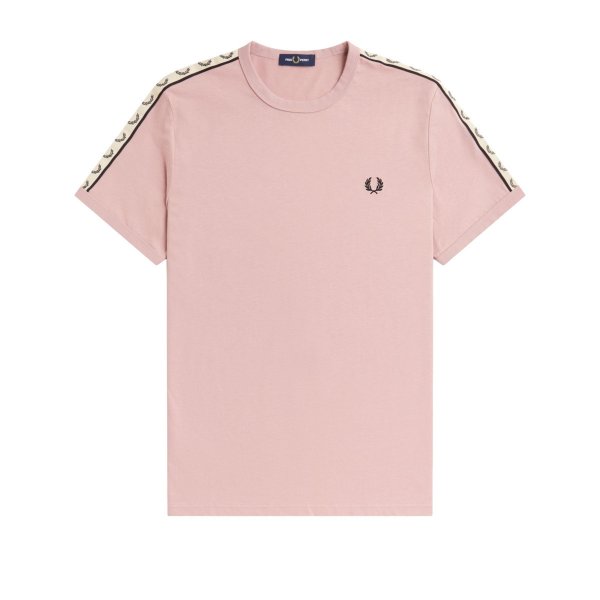 Fred Perry - Contrast Tape Ringer T-Shirt - Dusty Rose Pink/ Black