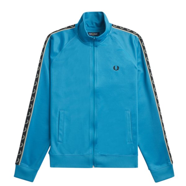 Fred Perry - Contrast Tape Track Jacket - Runaway Bay Ocean/ Black