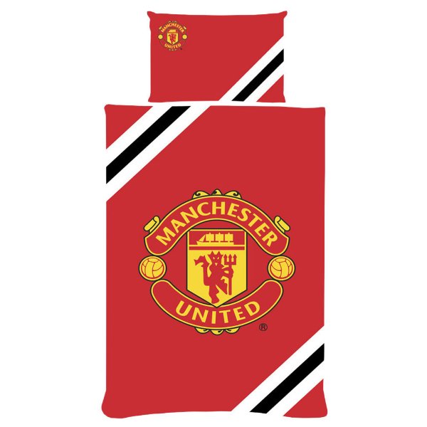 Manchester United Stripe Single Duvet Set (Reversible)