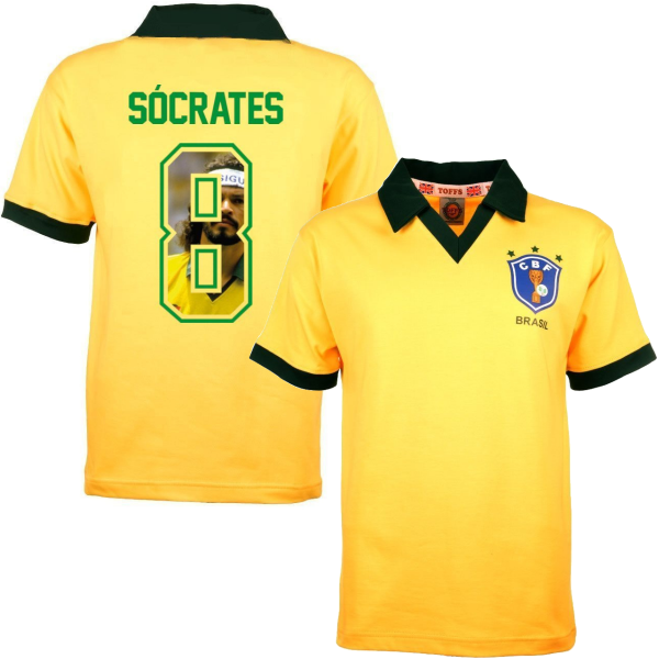 Brazil Retro Football Shirt World Cup 1986 + Socrates 8 (Photo Style)