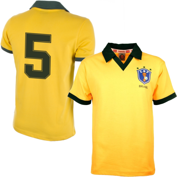 TOFFS - Brazil Retro Football Shirt World Cup 1986 + Number 5 (Falcao)